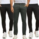 Kit 3 Calças de Sarja Chino Com Bolso Traseiro Embutido Alfaiataria