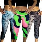 Kit 3 Calças Femininas Corsário Cós Estampas Sortidas Suplex PP ao Plus Size Kit 3 Calças Femininas Corsário Cós Estampas Sortidas Suplex PP ao Plus Size