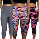 Kit 3 Calças Femininas Corsário Justas Cós Cintura Alta Estampas Sortidas Suplex PP ao Plus Size Kit 3 Calças Femininas Corsário Justas Cós Cintura Alta Estampas Sortidas Suplex PP ao Plus Size