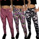 Kit 3 Calças Femininas Legging Elástico Estampas Sortidas Suplex Pp ao Plus Size