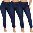 Kit 3 Calças Jeans Feminina Skinny com Elastano Cintura Alta Kit 3 Calças Jeans Feminina Skinny com Elastano Cintura Alta