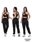 Kit 3 Calças Jogger Femininas Poliéster com Elastano Secagem Rápida E Conforto