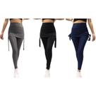 Kit 3 Calças Legging Com Saia Tapa Bumbum Academia Ginástica