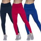 Kit 3 Calças Legging Fitness Vekyo Modas Suplex Com Saia Tapa Bumbum Roupa de Academia Feminina