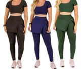 Kit 3 Calças Legging Saia Com Bolso Feminino Fitness Moda Evangélica Academia Caminhada Treino The Start Kit 3 Calças Legging Saia Com Bolso Feminino Fitness Moda Evangélica Academia Caminhada Treino The Start