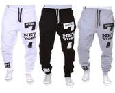 Kit 3 Calças Moletom Jogger New York Masculina Academia