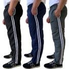 Kit 3 Calças Tactel Masculina 3 Bolsos Preta Azul Cinza