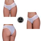 Kit 3 Calcinha de Algodao Feminino Tanga Conforto Renda Listrada - c2 KIT 3 CALCINHAS LÍVIA