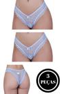 Kit 3 Calcinha de Renda Tanga Elástico Lingerie Confortável - KIT 3 JÚLIA