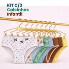Kit 3 Calcinha Infantil Algodão Estampada Conforto Menina Calçolinha Dia a Dia