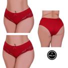Kit 3 Calcinha Plus Size com detalhe de Renda Tanga Grande - C7 KIT 3 CALCINHA VALÉRIA