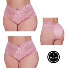 Kit 3 Calcinha Plus Size Cós Alto e Detalhe Renda 46 ao 54 - c5 KIT 3 TALITA