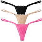 Kit 3 Calcinha Tanga Regulável Renda Fio Dental com Renda Alça Fina Lingerie Moda Feminina