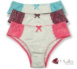 "Kit 3 Calcinhas 100% Algodão Plus Size - Confortável - MYLLA LINGERIE