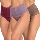 Kit 3 Calcinhas Cintura Alta Fristyle Modeladora Com Renda Em Algodão Adulto