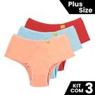 Kit 3 Calcinhas Conforto Grávida Pós Parto Microfibra Plus Size Com Pala Lateral
