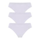 Kit 3 Calcinhas Feminina Sem Costura Biquíni Lisa Branco Lupo Loba