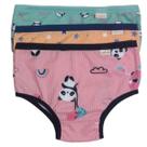 kit 3 calcinhas Infantil feminina menina suede estampado forro algodão P ao GG