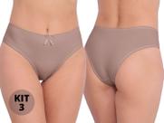 Kit 3 Calcinhas Modelagem Tangão em Cotton Algodão Cintura Alta