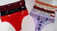 Kit 3 Calcinhas Tanga Em Microfibra Com Cós Lisa E Estampada Kit 3 Calcinhas Tanga Em Microfibra Com Cós Lisa E Estampada