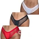 Kit 3 Calcinhas Tule Lisa Transparente Feminina Lingerie Sexy Confortável Elegante Shortinho