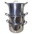 Kit 3 Caldeirões Alumínio Grosso Feijoada Nº 23 25 27 Reforçado com Tampa