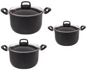 Kit 3 Caldeirões Antiaderente Nº 20, 22 E 24 Preto