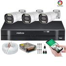 Kit 3 Camera de Segurança Infravermelho Full Hd Colorida Dia Noite Dvr Intelbras 4ch s/hd