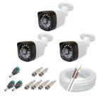 Kit 3 Câmera Segurança Infravermelho hd + Cabo + conectores