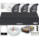Kit 3 Câmeras 1080p Full Color C/Áudio Dvr Intelbras 4ch 1TB