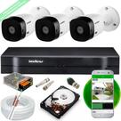 Kit 3 Cameras 1120b Intelbras + Dvr Mhdx Multi Hd + Hd + Cabo