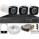 Kit 3 Câmeras de Segurança Infra 20m 1080p 2mp Dvr 4ch Hd 1TB