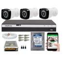 Kit 3 Câmeras HD 720p + DVR Intelbras MHDX 3104 C/HD 250gb