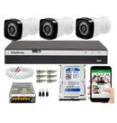 Kit 3 Câmeras HD 720p + DVR Intelbras MHDX 3104 C/HD 500gb