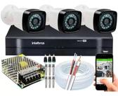 Kit 3 Cameras Segurança Hd Dvr Intelbras mhdx 4ch S/hd