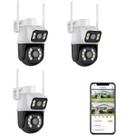 Kit 3 Câmeras Segurança Wifi Smart IP Yoosee A8 Lente Dupla Áudio Infravermelho Sem Fio Casa