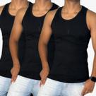 kit 3 Camisa Canelada Preta Regata Americana Treino Ribana