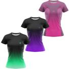 Kit 3 Camisa Feminina Academia Blusa Fitness Caminhada Treino Manga Curta Degrade