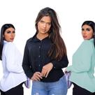 Kit 3 Camisa Feminina Social Manga Longa Simples Estilosa Confortável Perfeita Para Qualquer Ocasião
