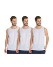Kit 3 Camisa Regata 100% Poliéster academia Basica Regata Branca