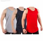 Kit 3 Camisa Regata Masculina Long Line Algodão Premium Top Acabamento Super Reforçados