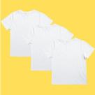 Kit 3 Camisas Brancas 100% Algodão Manga Curta Infantil Juvenil Básica Unissex Tamanho 2 ao 14