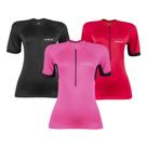 Kit 3 Camisas Ciclismo Feminina Atrio M Dryfit UV30 Antiodor com Bolsos e Zíper Rosa VB018, Magenta VB023 e Preta VB028