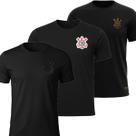 Kit 3 Camisas Corinthians Algodão Bordado - Masculino Tamanho:PCor:Preto