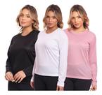 Kit 3 Camisas Feminina Camiseta Térmica Proteção Solar Uv