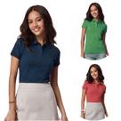 Kit 3 Camisas Polo Feminina Baby Look Piquet Poliéster Kit 3 Camisas Polo Feminina Baby Look Piquet Poliéster