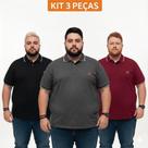 Kit 3 Camisas Polo Masculina Plus Size G1 G2 G3 Algodão Premium -