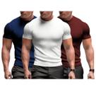 Kit 3 Camiseta Masculina Canelada Manga Curta Slim Premium