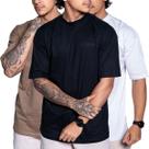 Kit 3 Camiseta Oversized Camisa Manga Longa Masculina Lisa Diversas cores