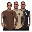 Kit 3 Camiseta Regata Oversized Treino 100% Algodão New York